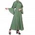 Dress abaya with frills - Jade Green Dress abaya with frills - Jade Green